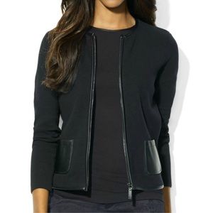 Ralph Lauren Black Sweater Faux Leather Pockets